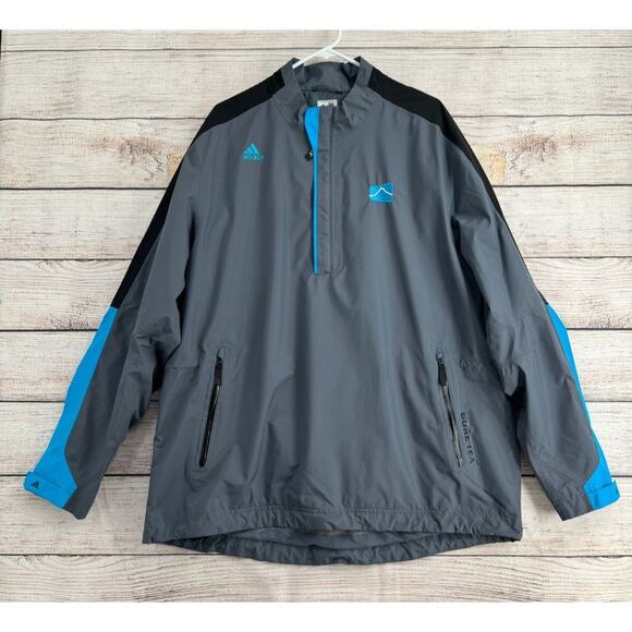 Adidas Terrex Gore-Tex 1/4 Zip Pullover Windbreaker Jacket Men's Sz XL Gray/Blue - Picture 1 of 12